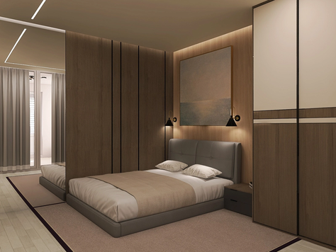 Дизайн интерьера спальни в Санкт-Петербурге "Дизайн проект спальни 12,9 м2."