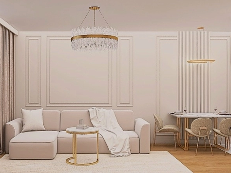 Дизайн интерьера трехкомнатной квартиры в Санкт-Петербурге "Сдержанность в бежевых тонах"