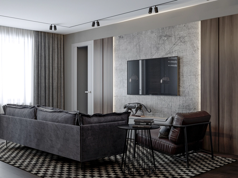 Дизайн интерьера трехкомнатной квартиры в Санкт-Петербурге " "Темная материя" ЖК THE ONE  - СПБ "