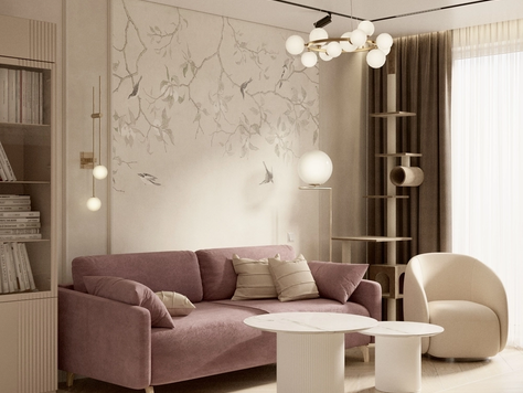 Дизайн интерьера двухкомнатной квартиры в Санкт-Петербурге ""Малиновые мечты" - проект двухкомнатной квартиры в Санкт-Петербурге ЖК Дефанс "