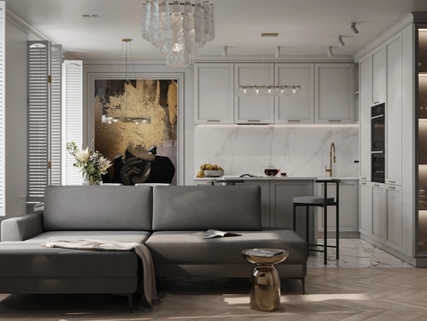 Дизайн интерьера трехкомнатной квартиры в Санкт-Петербурге "ЖК VERY"